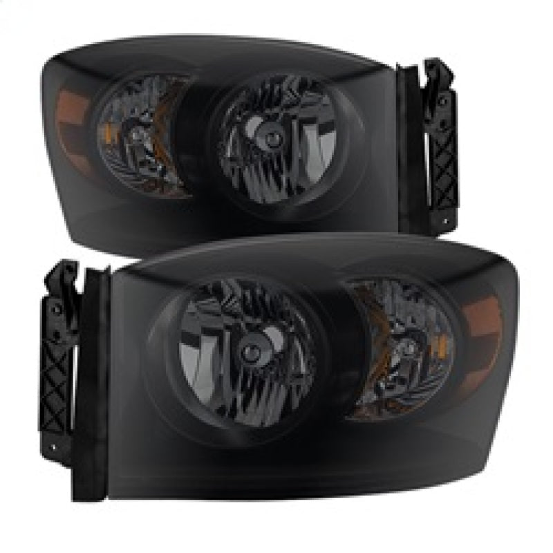 Xtune Dodge Ram 1500 06-08 Amber Crystal Headlights Black Smoked HD-JH-DR06-AM-BSM