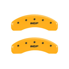 गैलरी व्यूवर में इमेज लोड करें, MGP 4 Caliper Covers Engraved Front &amp; Rear MGP Yellow Finish Black Char 2002 Chevy Silverado 1500