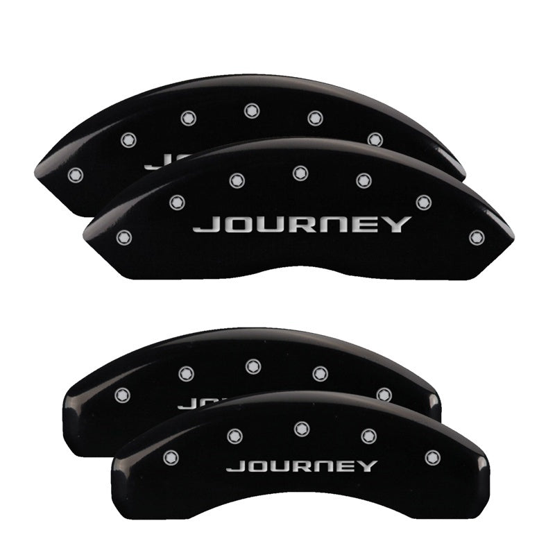 MGP 4 Caliper Covers Engraved Front & Rear With out stripes/Journey Black finish silver ch