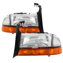 Carica l&#39;immagine nel visualizzatore di Gallery, xTune Dodge Dakota 97-04 OEM Style Headlights w/ Amber Bumper Lights - Chrome HD-JH-DDAK97-AM-SET