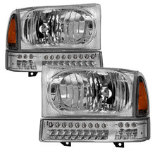 Carica l&#39;immagine nel visualizzatore di Gallery, xTune Ford F250 F350 Superduty Excursion 99-04 OEM Style Headlights - Chrome HD-JH-FF25099-SET-LED-C