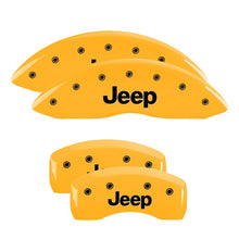 गैलरी व्यूवर में इमेज लोड करें, MGP 4 Caliper Covers Engraved Front &amp; Rear JEEP Yellow finish black ch