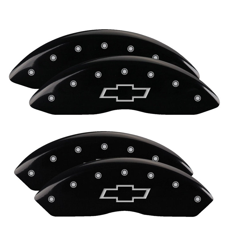 MGP 4 Caliper Covers Engraved F & R Bowtie Black Finish Silver Char 2014 Chevrolet Express 2500