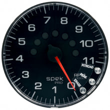 Carica l&#39;immagine nel visualizzatore di Gallery, Autometer Spek-Pro Gauge Tachometer 5in 11K Rpm W/Shift Light &amp; Peak Mem Black/Chrome