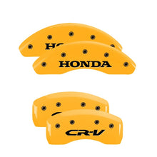 Laden Sie das Bild in den Galerie-Viewer, MGP 4 Caliper Covers Engraved Front Honda Rear CR-V Yellow Finish Black Char 2004 Honda CR-V