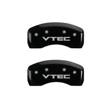 Laden Sie das Bild in den Galerie-Viewer, MGP 4 Caliper Covers Engraved Front &amp; Rear Vtech Black finish silver ch