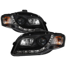 Cargar imagen en el visor de la galería, Spyder Audi A4 06-08 Projector Headlights Halogen Model Only - DRL Black PRO-YD-AA405-DRL-BK