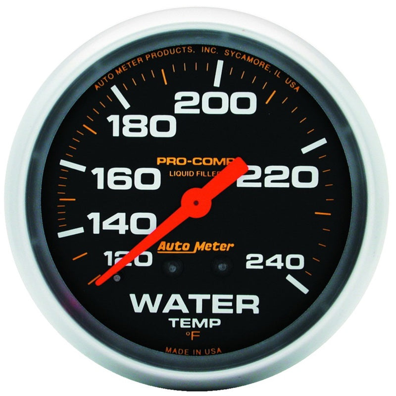 Autometer Liquid Filled Mechanical 66.7mm 120-240 deg F Water Termperature Gauge Includes 6' Tubing