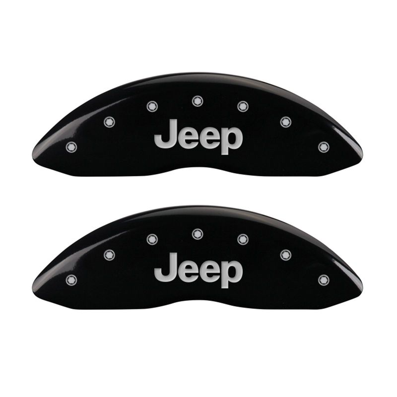 MGP 4 Caliper Covers Engraved Front & Rear JEEP Black finish silver ch