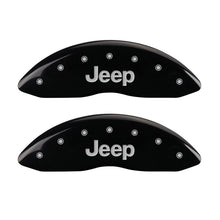 Cargar imagen en el visor de la galería, MGP 4 Caliper Covers Engraved Front &amp; Rear JEEP Black finish silver ch