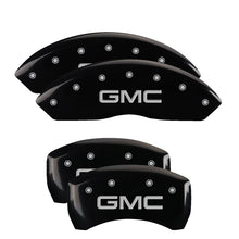 गैलरी व्यूवर में इमेज लोड करें, MGP 4 Caliper Covers Engraved Front &amp; Rear GMC Black finish silver ch