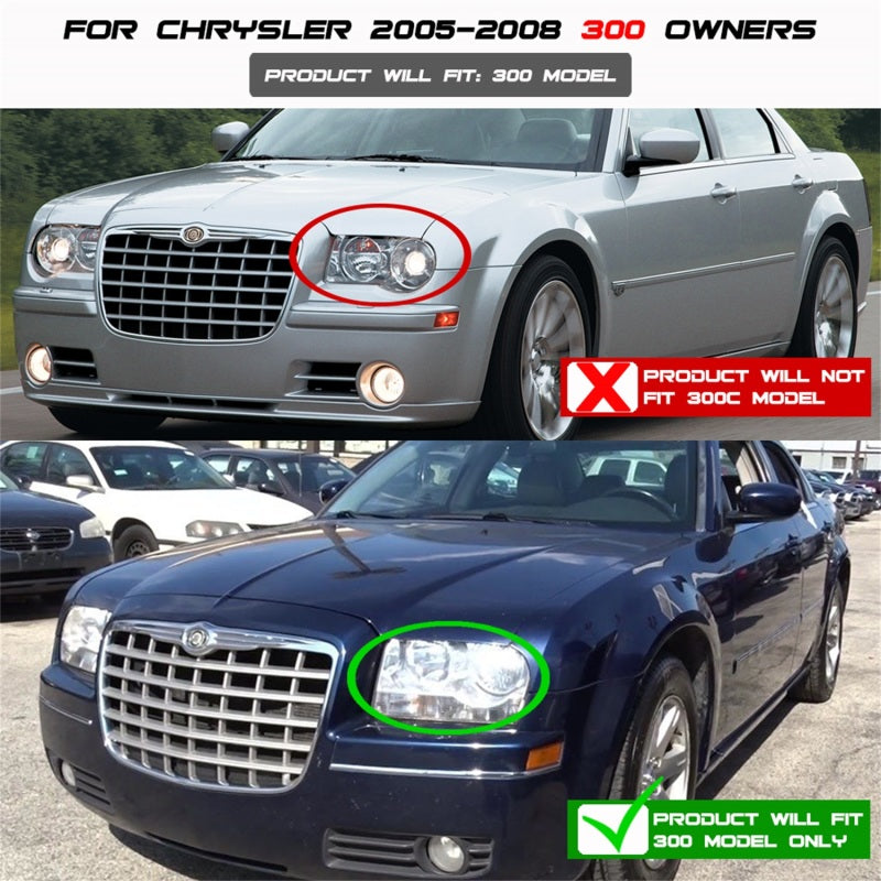 Spyder Chrysler 300 05-08 Projector Headlights LED Halo LED Chrm (Not Included) PRO-YD-C305-HL-C