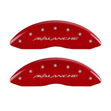 Load image into Gallery viewer, MGP 4 Caliper Covers Engraved Front &amp; Rear Avalanche Red finish silver ch