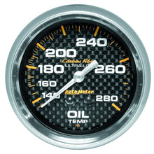 Laden Sie das Bild in den Galerie-Viewer, Autometer Carbon Fiber 2-5/8in 140-280 Deg F Mechanical Oil Temp Gauge