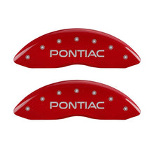 Laden Sie das Bild in den Galerie-Viewer, MGP 4 Caliper Covers Engraved Front Pontiac Engraved Rear GTO Red finish silver ch