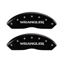 Laden Sie das Bild in den Galerie-Viewer, MGP 4 Caliper Covers Engraved Front &amp; Rear WRANGLER Black finish silver ch