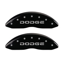 Cargar imagen en el visor de la galería, MGP 4 Caliper Covers Engraved Front &amp; Rear Broken D/Dodge Black finish silver ch