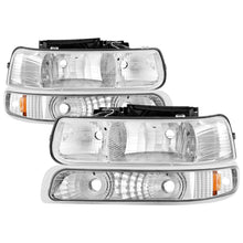 Carica l&#39;immagine nel visualizzatore di Gallery, Xtune Chevy TahOE 00-06 Amber Crystal Headlights w/ Bumper Lights Chrome HD-JH-CSIL99-SET-AM-C