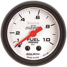 Charger l&#39;image dans la galerie, Autometer Phantom 2-1/16in 0-1.0 Bar Mechanical Fuel Pressure Gauge