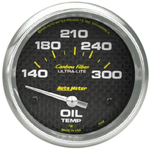 Carica l&#39;immagine nel visualizzatore di Gallery, Autometer Carbon Fiber Oil Temp 66.7mm 2 5/8in Short Sweep Electronic 300 Deg F Temperature Gauge