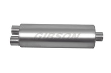 Laden Sie das Bild in den Galerie-Viewer, Gibson SFT Superflow Dual/Offset Round Muffler - 8x24in/2.5in Inlet/3in Outlet - Stainless