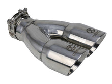 Cargar imagen en el visor de la galería, aFe Takeda 2.5in 304 Stainless Steel Clamp-on Exhaust Tip 2.5in Inlet 3in Dual Outlet - Polished