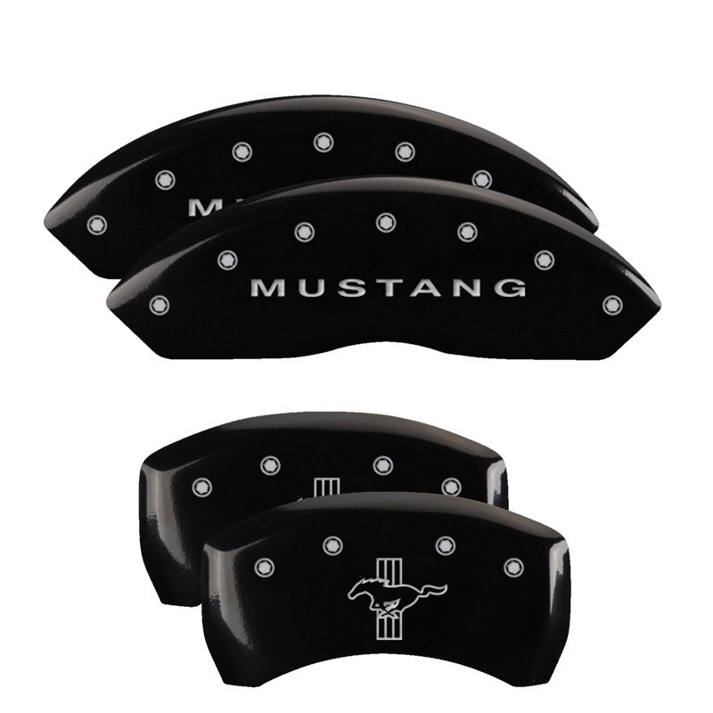 MGP 4 Caliper Covers Engraved Front Mustang Engraved Rear S197/Bar & Pony Black finish silver ch