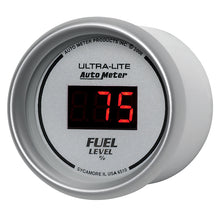 Load image into Gallery viewer, Autometer Ultra-Lite Digital 2-1/16in 0-280 OHM Silver Dial w/ Red LED Programmable Fuel Level Gage