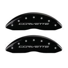 Laden Sie das Bild in den Galerie-Viewer, MGP 4 Caliper Covers Engraved Front &amp; Rear C7/Corvette Black finish silver ch