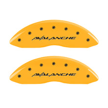 Cargar imagen en el visor de la galería, MGP 4 Caliper Covers Engraved Front &amp; Rear Avalanche Yellow finish black ch