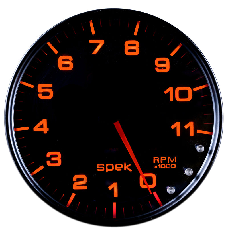 Autometer Spek-Pro Gauge Tachometer 5in 11K Rpm W/Shift Light & Peak Mem Black/Smoke/Black