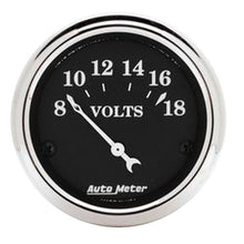 Carica l&#39;immagine nel visualizzatore di Gallery, Autometer 2 1/16in 18V Electric Old Tyme Black Voltmeter