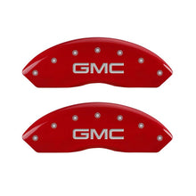 Load image into Gallery viewer, MGP 4 Caliper Covers Engraved Front &amp; Rear GMC Yellow finish black ch