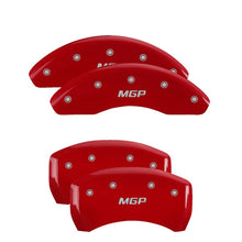 Load image into Gallery viewer, MGP 4 Caliper Covers Engraved Front &amp; Rear Avalanche style/SS Red finish silver ch