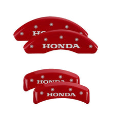 Cargar imagen en el visor de la galería, MGP 4 Caliper Covers Engraved Front &amp; Rear Honda Red finish silver ch