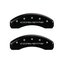 Cargar imagen en el visor de la galería, MGP 4 Caliper Covers Engraved Front &amp; Rear C7/Corvette Black finish silver ch