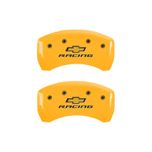 Load image into Gallery viewer, MGP 4 Caliper Covers Engraved Front &amp; Rear Chevy racing Yellow finish black ch