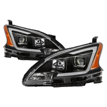 Cargar imagen en el visor de la galería, xTune 13-15 Nissan Sentra DRL LED Light Bar Halogen Projector Headlights - Black (PRO-JH-NS13-LB-BK)