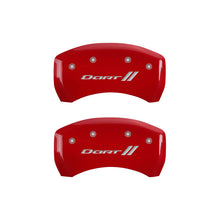 Load image into Gallery viewer, MGP 4 Caliper Covers Engraved Front &amp; Rear With stripes/Dart Red finish silver ch