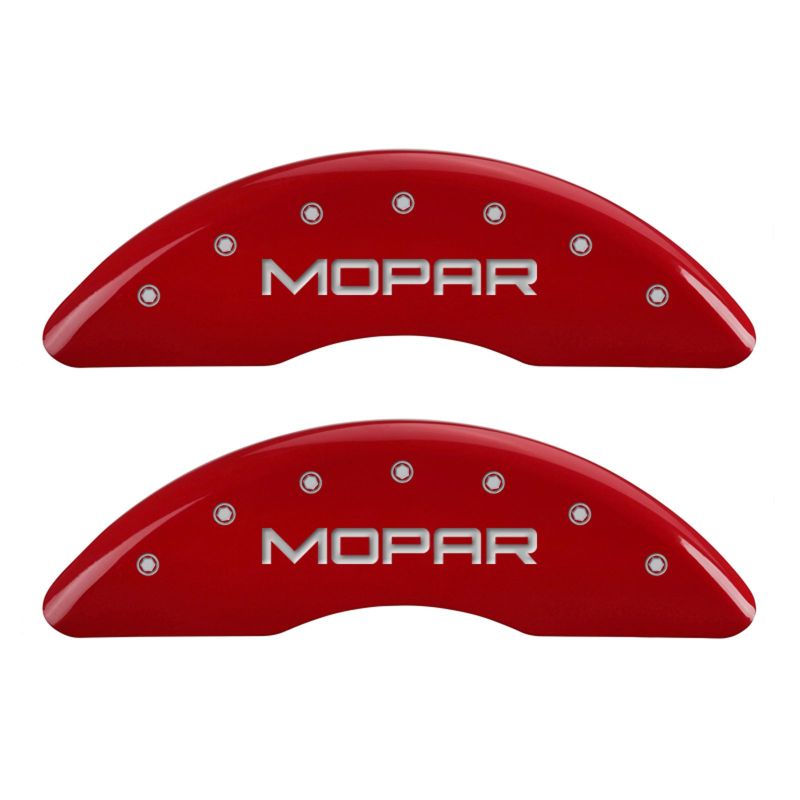 MGP 4 Caliper Covers Engraved Front & Rear MOPAR Red finish silver ch