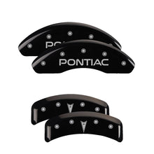 Laden Sie das Bild in den Galerie-Viewer, MGP 4 Caliper Covers Engraved Front Pontiac Engraved Rear Arrow Black finish silver ch