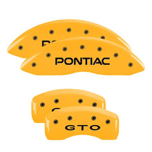 Laden Sie das Bild in den Galerie-Viewer, MGP 4 Caliper Covers Engraved Front Pontiac Rear Gto Yellow Finish Black Char 2004 Pontiac GTO