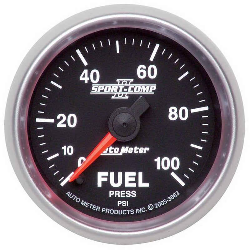 Autometer Sport-Comp II 52mm 0-100 PSI Full Sweep Electronic Fuel Pressure Gauge