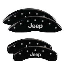 Cargar imagen en el visor de la galería, MGP 4 Caliper Covers Engraved Front &amp; Rear JEEP Black finish silver ch