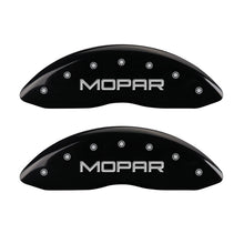 गैलरी व्यूवर में इमेज लोड करें, MGP Front set 2 Caliper Covers Engraved Front MOPAR Black finish silver ch