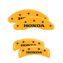 Laden Sie das Bild in den Galerie-Viewer, MGP 4 Caliper Covers Engraved Front Honda Rear H Logo Yellow Finish Black Char 2005 Honda Civic