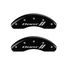 Load image into Gallery viewer, MGP 4 Caliper Covers Engraved Front &amp; Rear With stripes/Dart Black finish silver ch