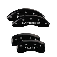 Cargar imagen en el visor de la galería, MGP 4 Caliper Covers Engraved Front &amp; Rear Style 2/Chrysler Wing Yellow finish black ch