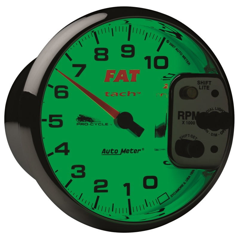 Autometer Pro-Cycle Gauge Tach 5in 10K Rpm Shift- Lite 2&4 Cylinder White Fat Tach