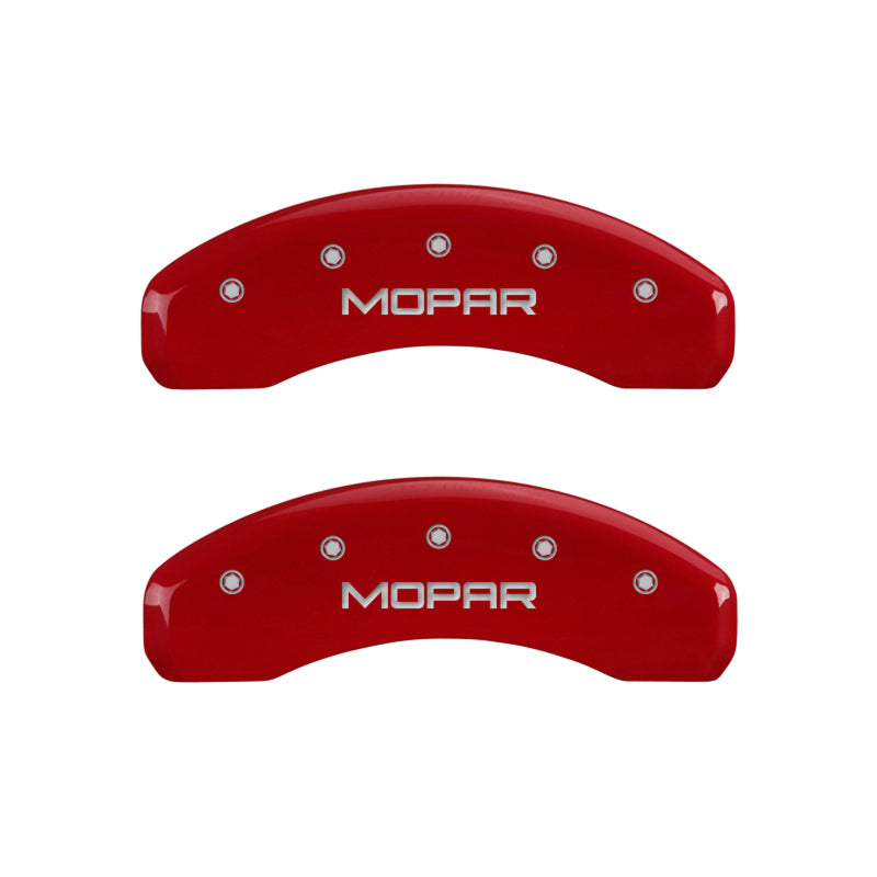 MGP 4 Caliper Covers Engraved Front & Rear MOPAR Red finish silver ch